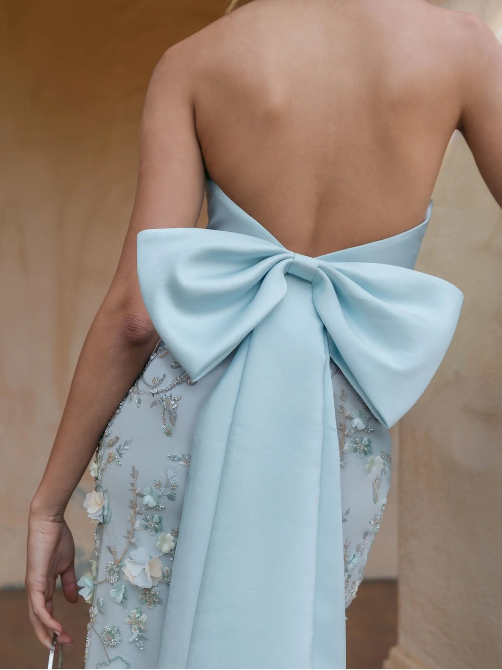 Mac Duggal 21102 Blue Strapless Sweetheart Embellished Gown With Bow Sz 12 - Picture 10 of 10